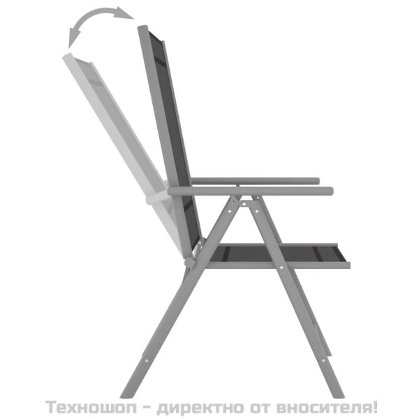 Градински лаундж комплект, 9 части, черно и сребристо