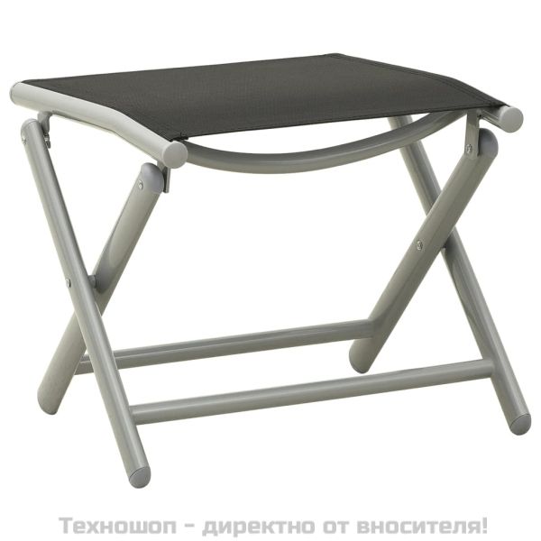 Градински лаундж комплект, 9 части, черно и сребристо