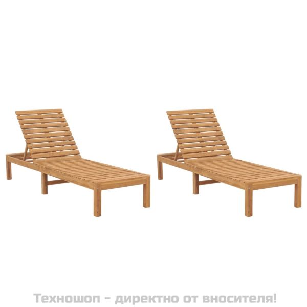 Шезлонги, 2 бр, тиково дърво масив