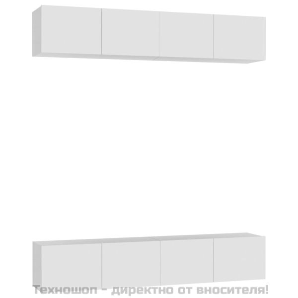 ТВ шкафове, 4 бр, бели, 80x30x30 см, инженерно дърво