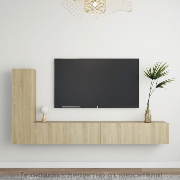 Комплект ТВ шкафове от 3 части, дъб сонома, инженерно дърво