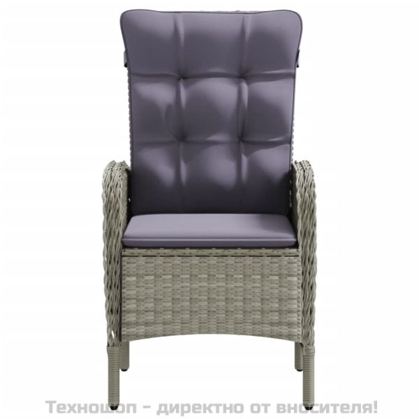 Градински трапезен комплект с възглавници 5 части, сиво и черно