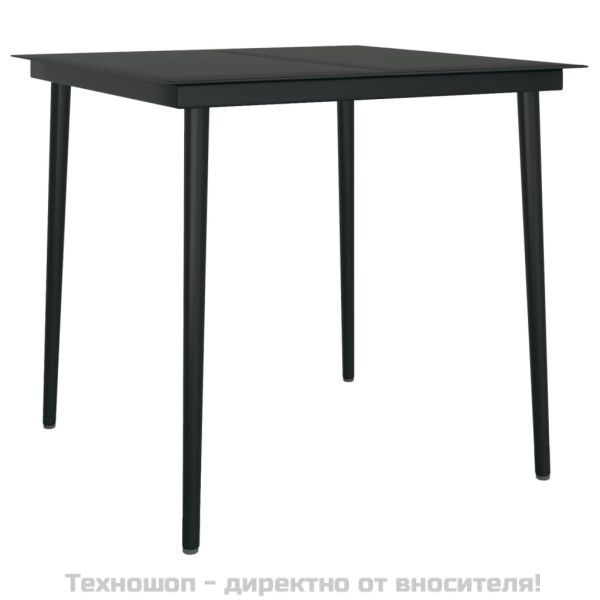 Градински трапезен комплект от 5 части с възглавници черен