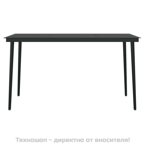 Градински трапезен комплект с възглавници 7 части сиво и черно