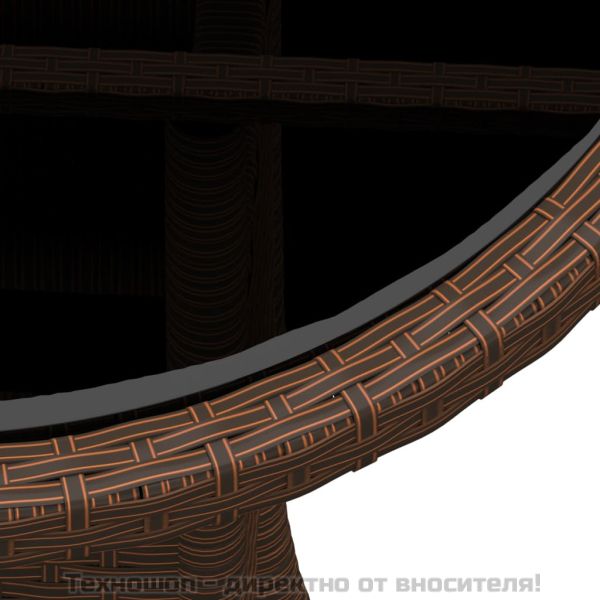 Градинска маса, Ø60x75 см, закалено стъкло и полиратан, кафява