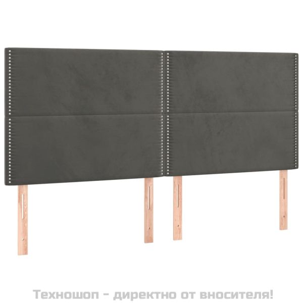 Табла за легло, тъмносива, 200x5x118/128 см, кадифе