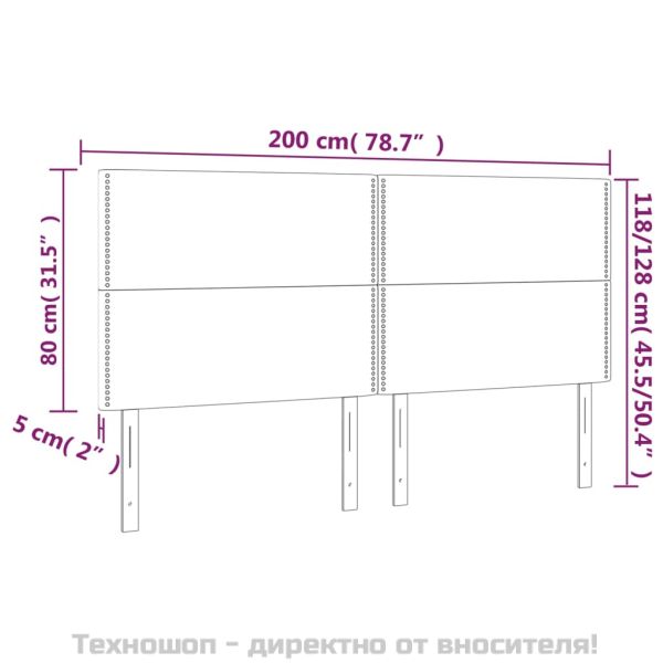 Табла за легло, тъмносива, 200x5x118/128 см, кадифе