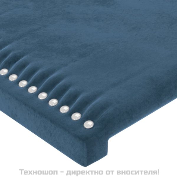Табла за легло, тъмносиня, 200x5x118/128 см, кадифе