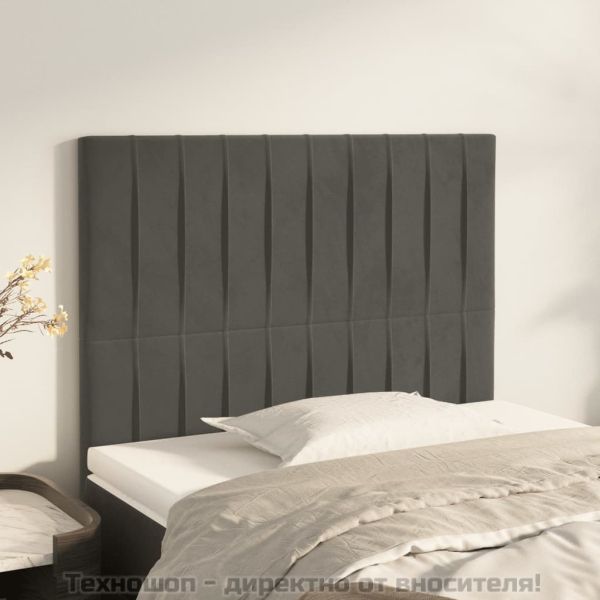 Табла за легло, тъмносива, 100x5x118/128 см, кадифе