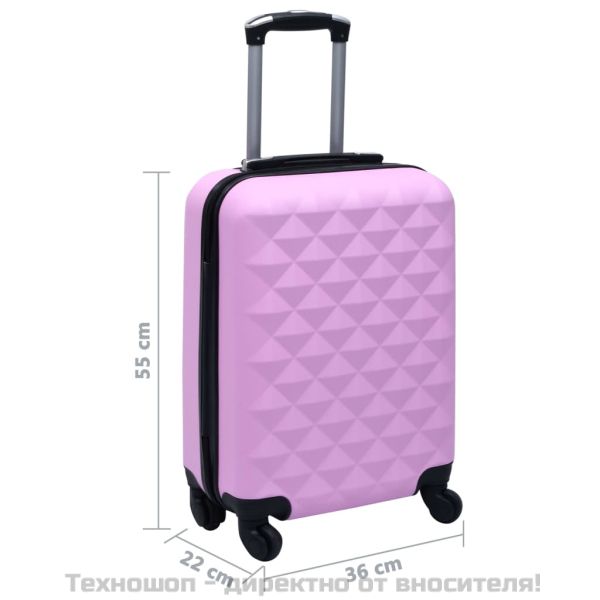 Твърд куфар с колелца, розов, ABS