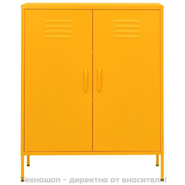 Шкаф за съхранение, горчица, 80х35х101,5 см, стомана
