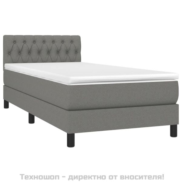 Боксспринг легло с матрак, тъмносиво, 90x200 см, плат
