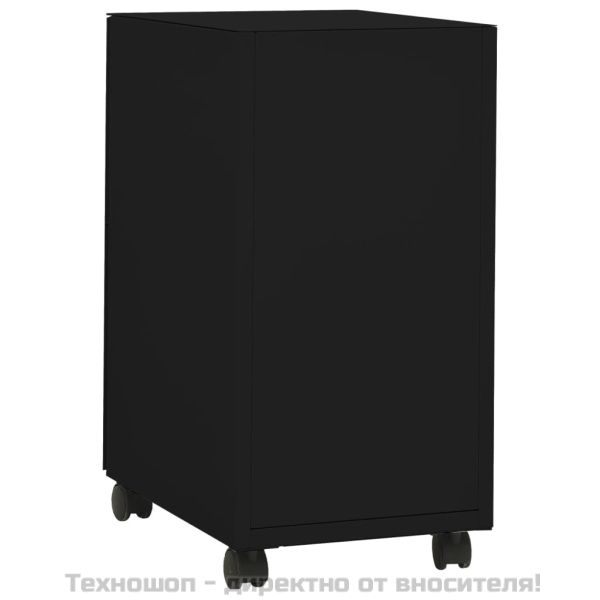 Мобилен офис шкаф, черен, 30x45x59 см, стомана