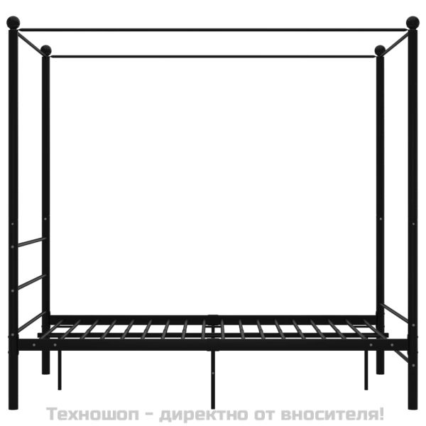 Рамка за легло с балдахин, черна, метал, 120x200 cм
