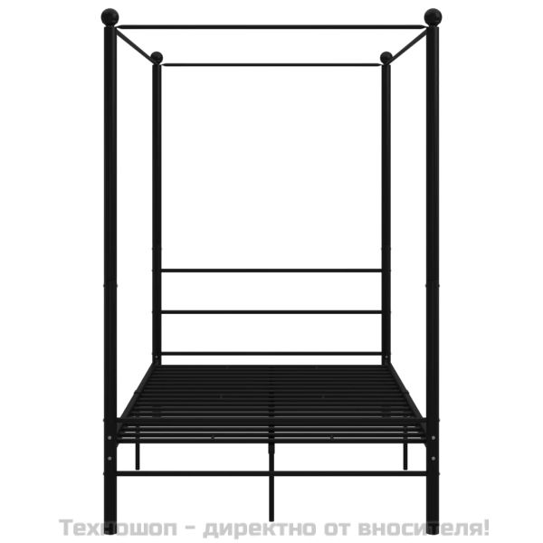 Рамка за легло с балдахин, черна, метал, 120x200 cм