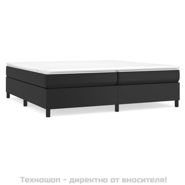Рамка за легло с пружини черна 200x200 см изкуствена кожа