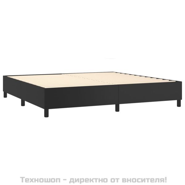 Рамка за легло с пружини черна 200x200 см изкуствена кожа