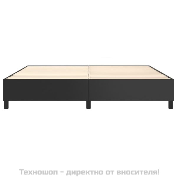 Рамка за легло с пружини черна 200x200 см изкуствена кожа