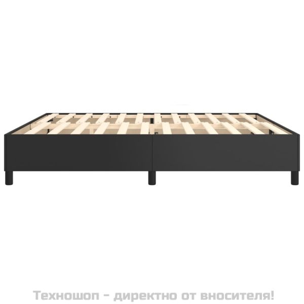 Рамка за легло с пружини черна 200x200 см изкуствена кожа