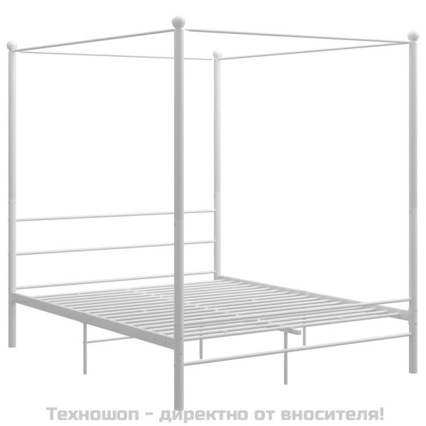 Рамка за легло с балдахин, бяла, метал, 160x200 см