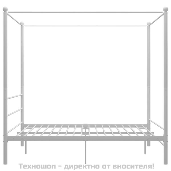 Рамка за легло с балдахин, бяла, метал, 160x200 см