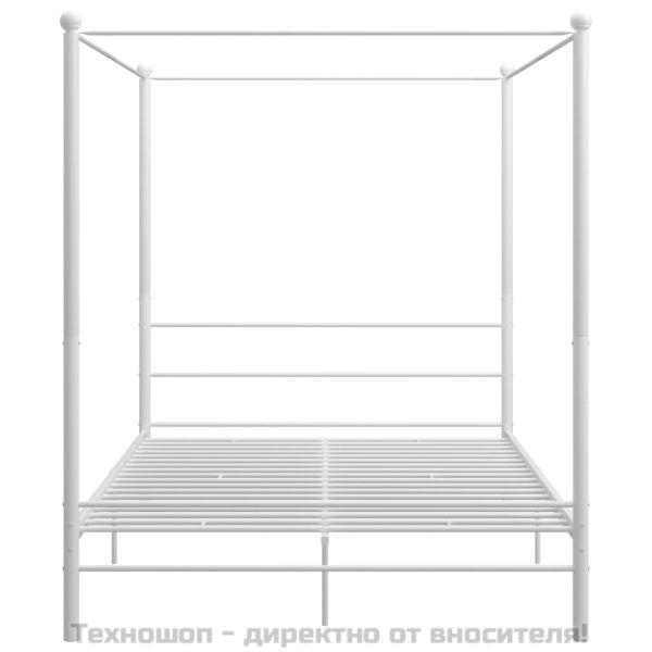 Рамка за легло с балдахин, бяла, метал, 160x200 см