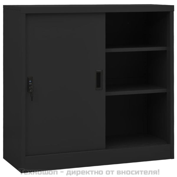Офис шкаф с плъзгаща се врата, антрацит, 90x40x90 см, стомана