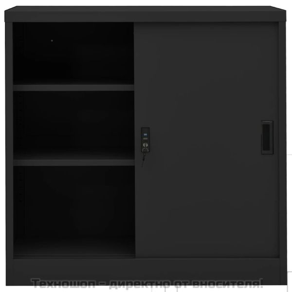 Офис шкаф с плъзгаща се врата, антрацит, 90x40x90 см, стомана