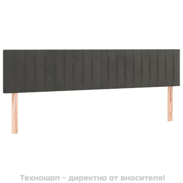 Табла за легло, тъмносива, 200x5x78/88 см, кадифе