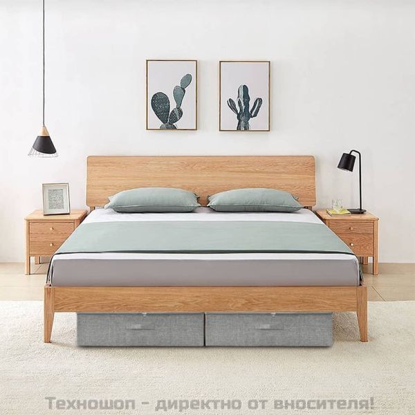 Кутия за съхранение, текстил, 70x40x18 см, сива