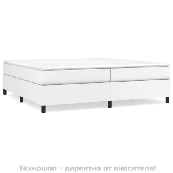 Рамка за легло с пружини бяла 200x200 см изкуствена кожа