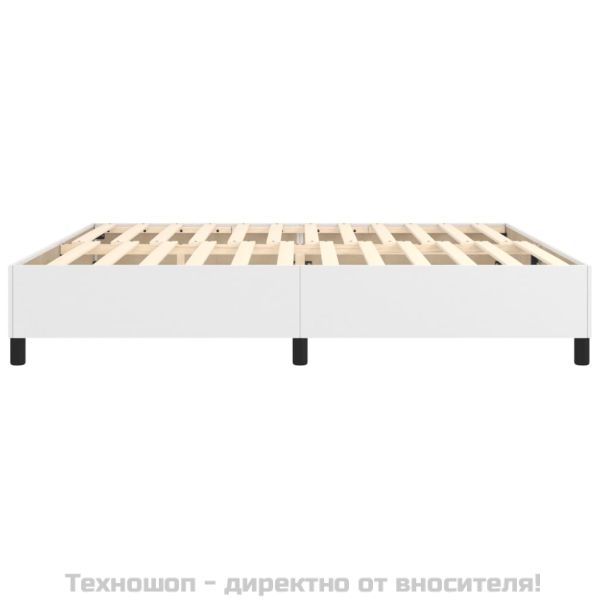 Рамка за легло с пружини бяла 200x200 см изкуствена кожа