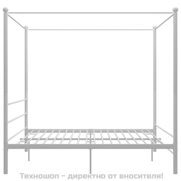 Рамка за легло с балдахин, бяла, метал, 180x200 cм