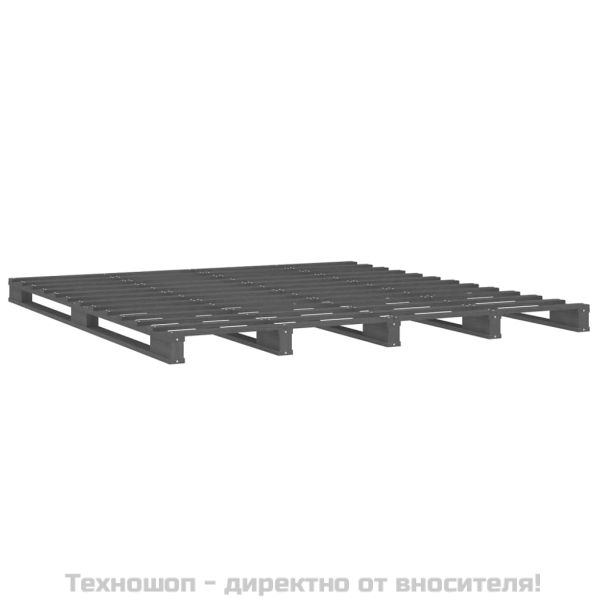 Легло от палети, сиво, 150x200 cм, бор масив, King Size