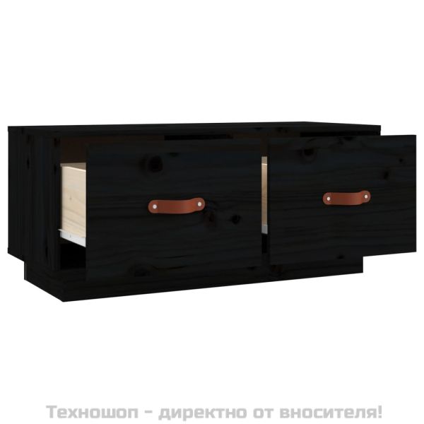 ТВ шкаф, черен, 80x34x35 см, бор масив