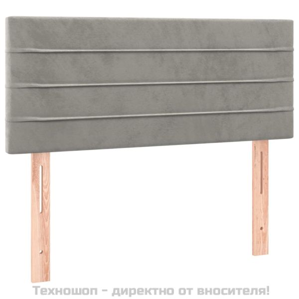 Горна табла за легло, светлосива, 90x5x78/88 см кадифе
