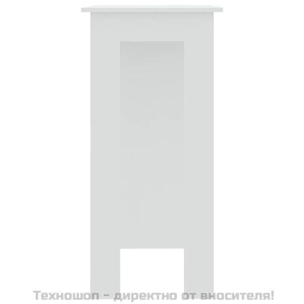 Бар маса с рафт, бяла, 102x50x103,5 см, инженерно дърво