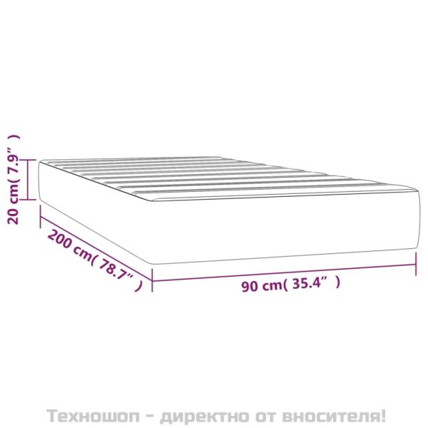 Матрак за легло с покет пружини средна твърдост синьо 90x200x20 см плат