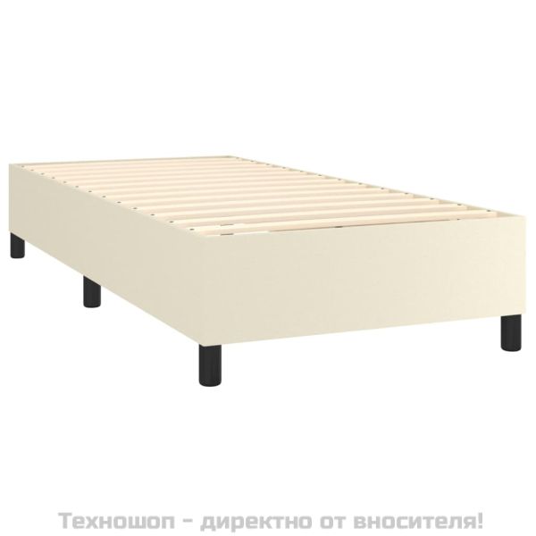 Рамка за легло с пружини кремава 90x190 см изкуствена кожа