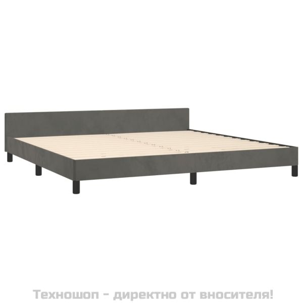 Рамка за легло без матрак, тъмносива, 200x200 см, кадифе