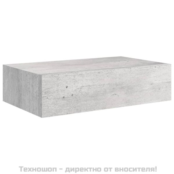 Стенни рафтове с чекмеджета 2 бр бетонно сив 40x23,5x10 см МДФ