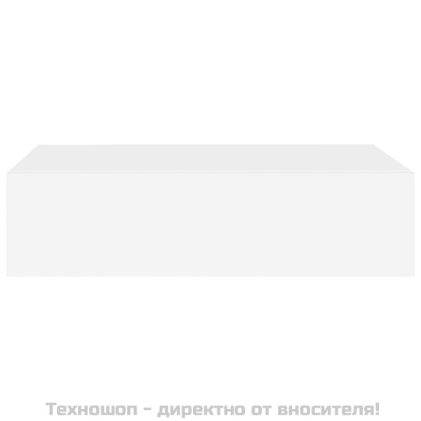 Стенен рафт с чекмедже, бял, 40x23,5x10 см, МДФ