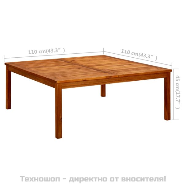 Градинска кафе маса, 110x110x45 см, акация масив
