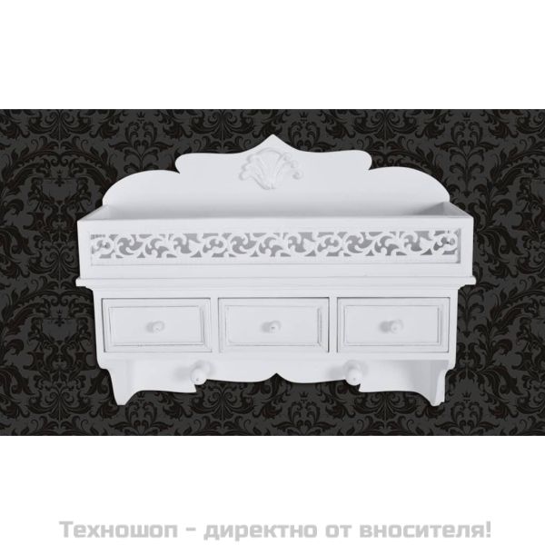 Стенен рафт закачалка с 3 чекмеджета и 2 куки