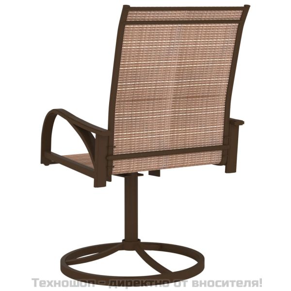 Градински въртящи се столове, 2 бр, textilene и стомана, кафяви