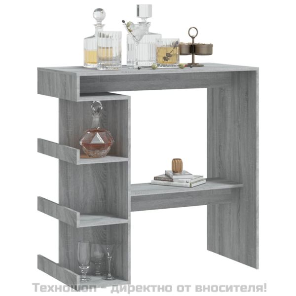 Бар маса с шкаф за съхранение, сив сонома, 100x50x101,5 см