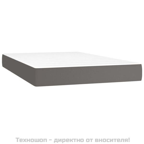 Матрак с покет пружини средна твърдост сив 120x200x20 см изкуствена кожа