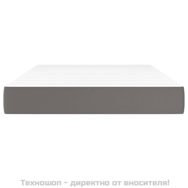 Матрак с покет пружини средна твърдост сив 120x200x20 см изкуствена кожа