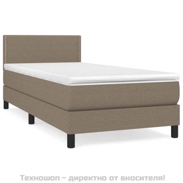 Боксспринг легло с матрак, таупе, 90x200 см, плат