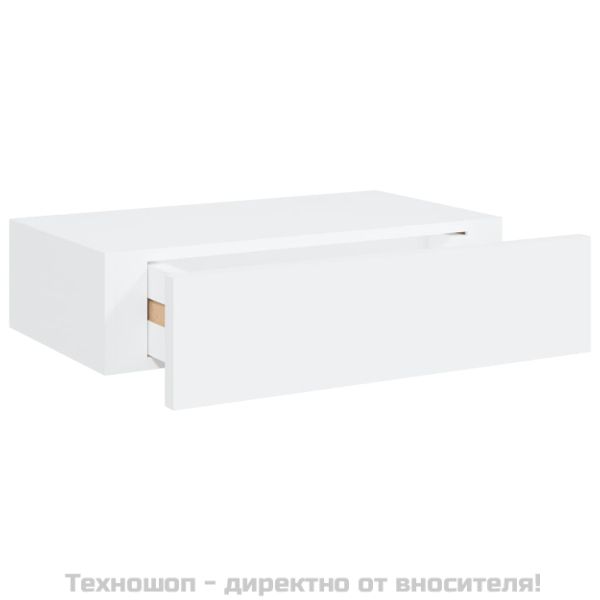 Стенни рафтове с чекмеджета, 2 бр, бели, 40x23,5x10 см, МДФ